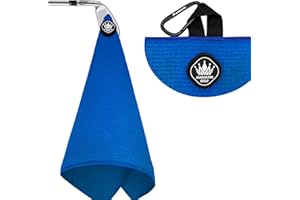 MAGOLFIN Magnetic Golf Towel with Carabiner Clip, Microfiber Waffle Design - Industrial Strength Magnet for Strong Hold to Golf Bags, Carts & Clubs - Blue