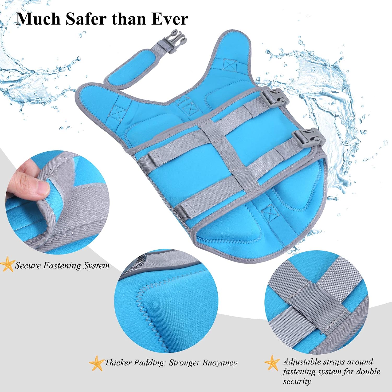 VIVAGLORY High Buoyancy Dog Life Jacket, Swim Vest with Handle, Dog Life Jacket for Swimming & Boating, Buoyancy for Doggy XS, Blue - Image 5