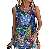 CHICGAL Womens Summer Tank Tops Sleeveless T Shirt Casual Loose Fit Tunic Blouses