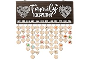 MAYICIVO Mothers Day Gifts for Mom Grandma from Daughter, Wooden Family Birthday Reminder Calendar Board Wall Hanging DIY Birthday Tracker Plaque with 120 Tag, Best Dad Mom Grandma Gifts for Birthday Christmas