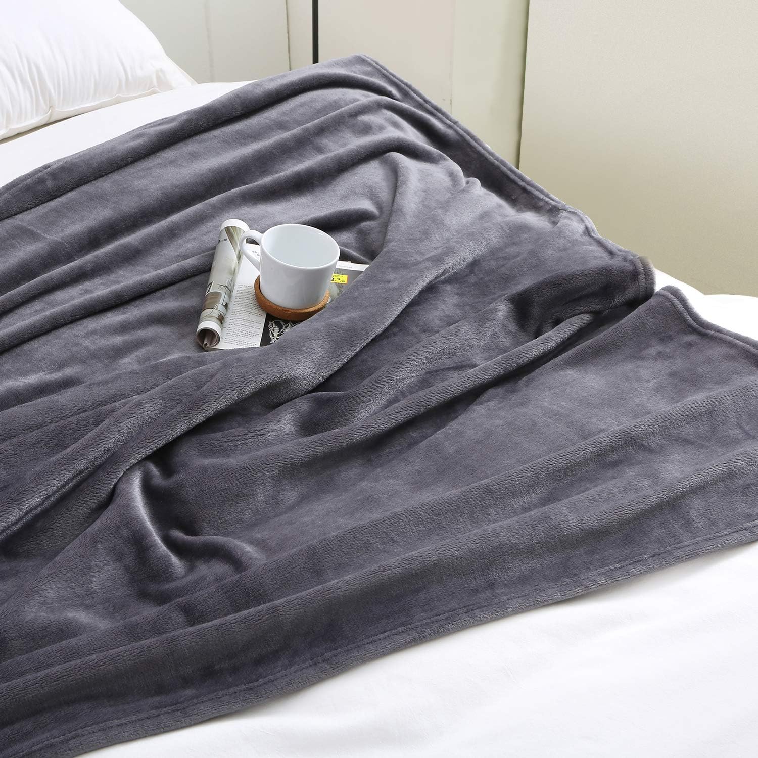 BEAUTEX Fleece Blanket Twin Size Grey Blanket Throw Super Soft Flannel Blanket Lightweight Fuzzy Plush Blanket for Couch Sofa or Bed All Seasons (Graphite Grey, 60" x 80"): Kitchen & Dining