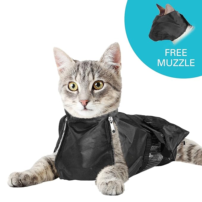 Cat Grooming Bag MEDIUM, cat restraint bag + FREE Cat