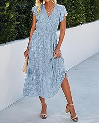 BTFBM Women Summer Bohemian Floral Casual Wrap V