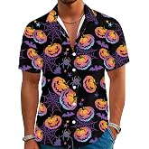 YZMI Halloween Button up Shirts for Men Hawaiian Scary Atmosphere Shirt | Scary Atmosphere,Party,Hawaiian,Button up