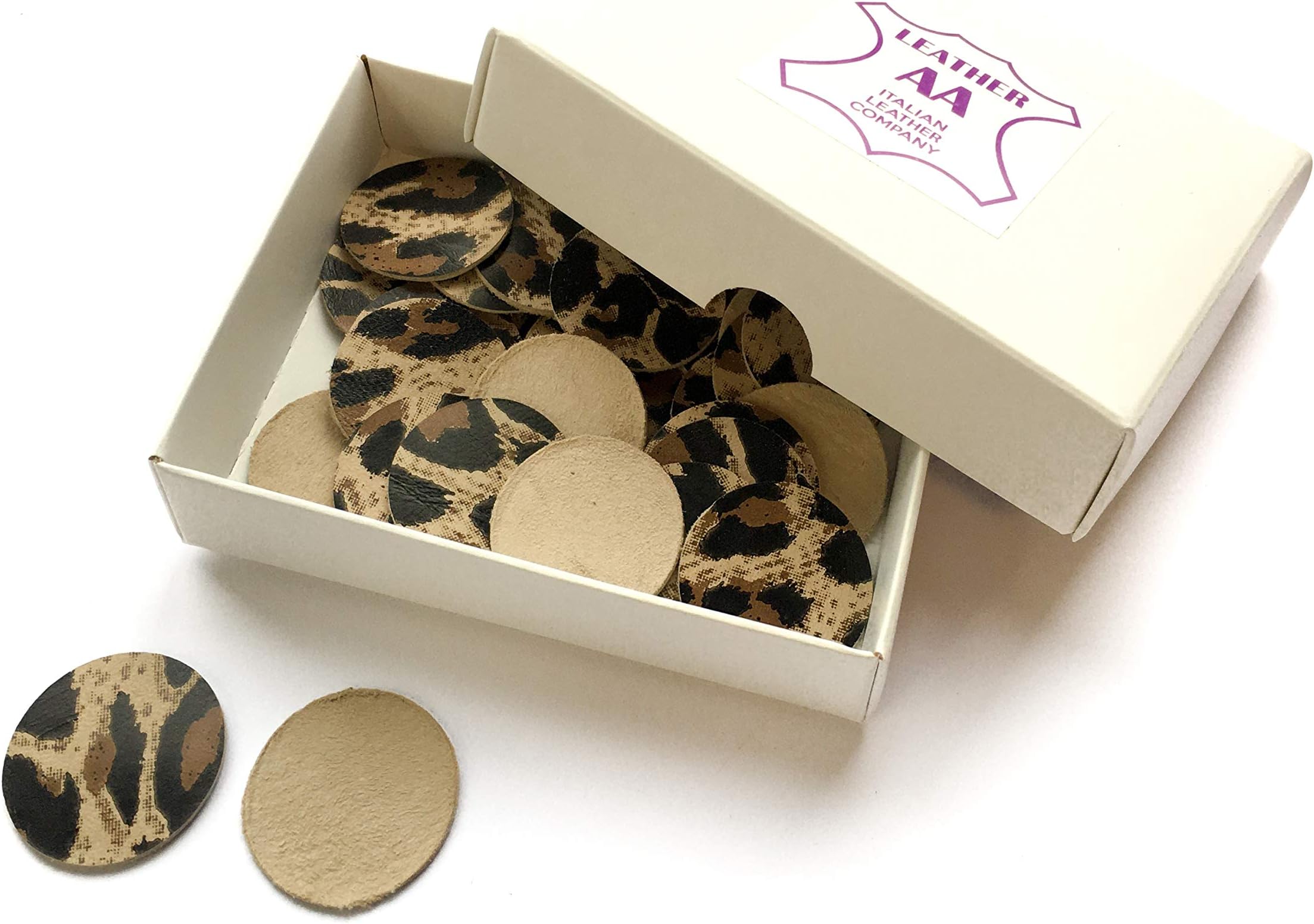 Leather Craft Set Circle Leather: Leopard Print Leather Earring Supplies for Jewelry Making (Classic Leopard, 1")