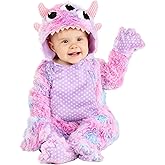 Purple and Pink Infant Monster Costume - Hooded Jumpsuit with Attached Mitts and Booties