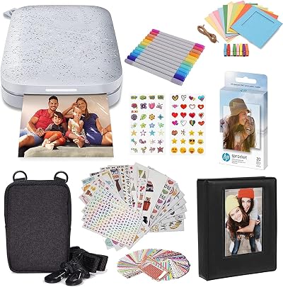HP Sprocket Portable 2x3 Instant Color Photo Printer Luna Pearl Starter Bundle