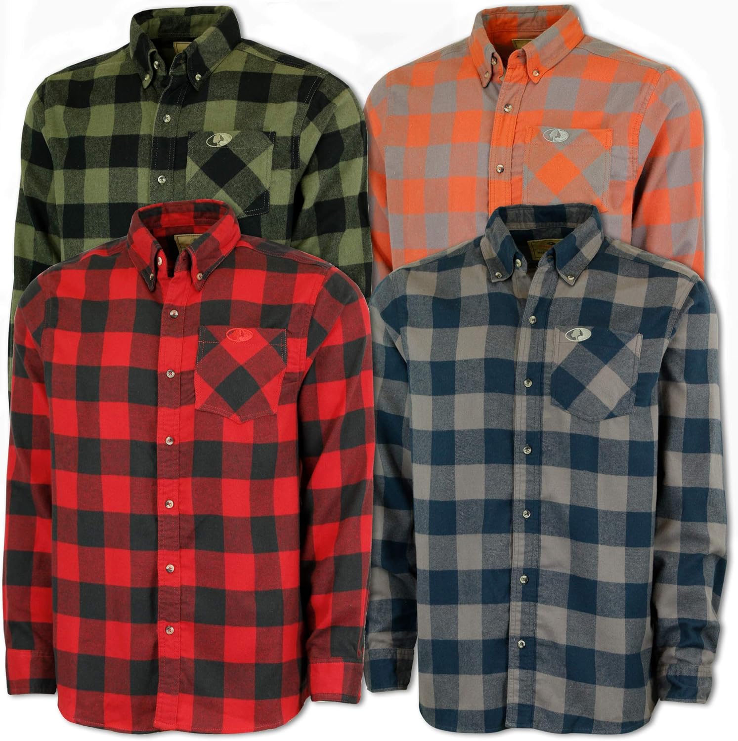 Mossy Oak Flannel Shirt for Men, Buffalo Plaid Long Sleeve Mens Flannel Shirts: Clothing