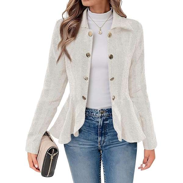 New Womens Crop Frill Shift Slim Fit Peplum Blazer Jacket Coat