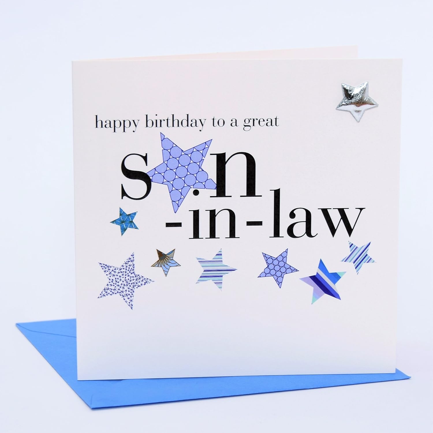Claire Giles Hearts and Stars Happy Birthday Son-in-Law Card, Blue, 150mm x 150mm - Image 3