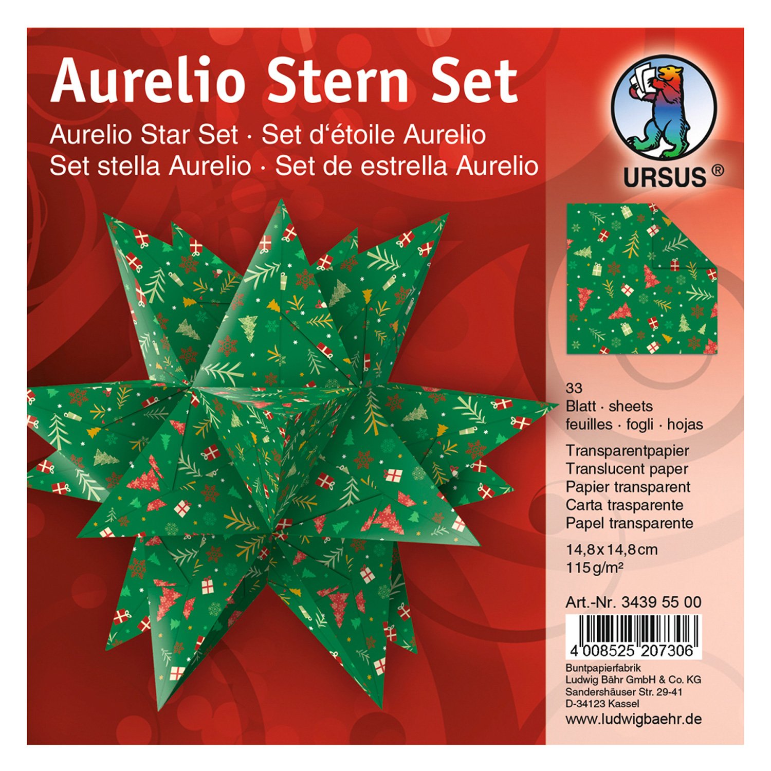 Ursus Aurelio Star Folding Tracing Paper 14 Winter Wonderland, 8 x 14, 8 cm