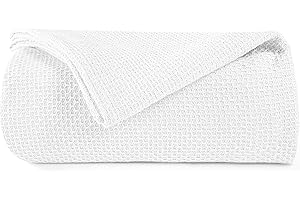 BOUTIQUO 100% Cotton Bed Blanket, Breathable Thermal Blanket Twin Size, Soft Honeycomb Waffle Blanket 60"x90", Cotton Bed Blanket, Perfect for Layering Any Bed for All Season, White