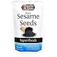 Foods Alive Black Sesame Seeds 12oz, Organic, Great Source of Calcium, Iron, Antioxidants and More, Non-GMO, Gluten-Free, Veg