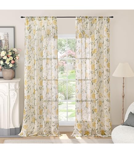 Amazon.com: XTMYI Yellow Curtains 84 Inch Length 2 Panels Set