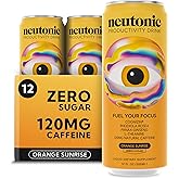 Neutonic Nootropic Productivity Energy Drink | Orange Sunrise 12 Cans | 120mg Natural Caffeine, Zero Sugar | Support Memory, Mental Clarity, Cognitive Function | Boost Focus, Energy, Brain Health