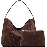 Leather Woven Tote Bag for Women, Vintage Suede Woven Hobo Bag, Large Crossbody Shoulder Slouchy Handbag