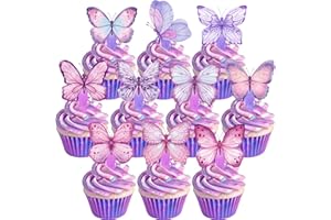 BONBEEDESIGN 40 PCS Purple Butterfly Cupcake Toppers
