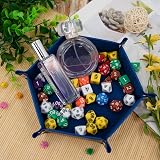 SIQUK 2 Pieces Dice Tray Hexagon Folding PU Leather Velvet Red Blue view 5