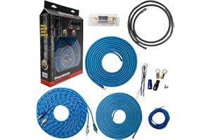 American Bass Usa 4 Gauge Wiring Kit Anl Fuse 17Ft Flexible Matte Blue 4 Ga. Power Cable