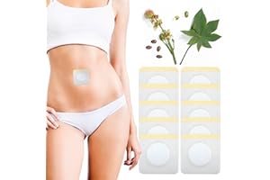 LANGSPRIT 10Pcs Disposable Castor Oil Pack Wrap Belly Button, Highly Absorbent Self-Adhesive Organic Cotton Castor Oil Packs Wrap Promotes Digestion, No Wash, Easy to Use, Anti-Seepage(Oil Not Included)