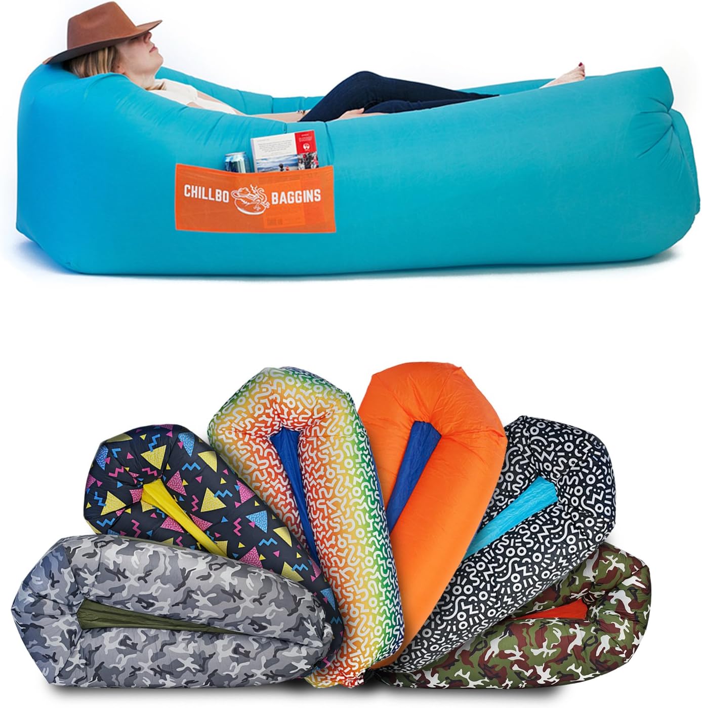Chillbo SHWAGGINS 2.0 Best Inflatable Lounger Portable Hammock Air Sofa and Camping Chair Ideal Gift Inflatable Couch and Beach Chair Camping Accessories for Picnics & Festivals (Cyan)