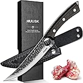 Huusk Viking Boning Knife 6 inch, Japanese Boning Knives for Meat Cutting, Full Tang Fillet Knife with Sheath, Brisket Trimming Knives for BBQ, Camping, Christmas Gift for Men and Women