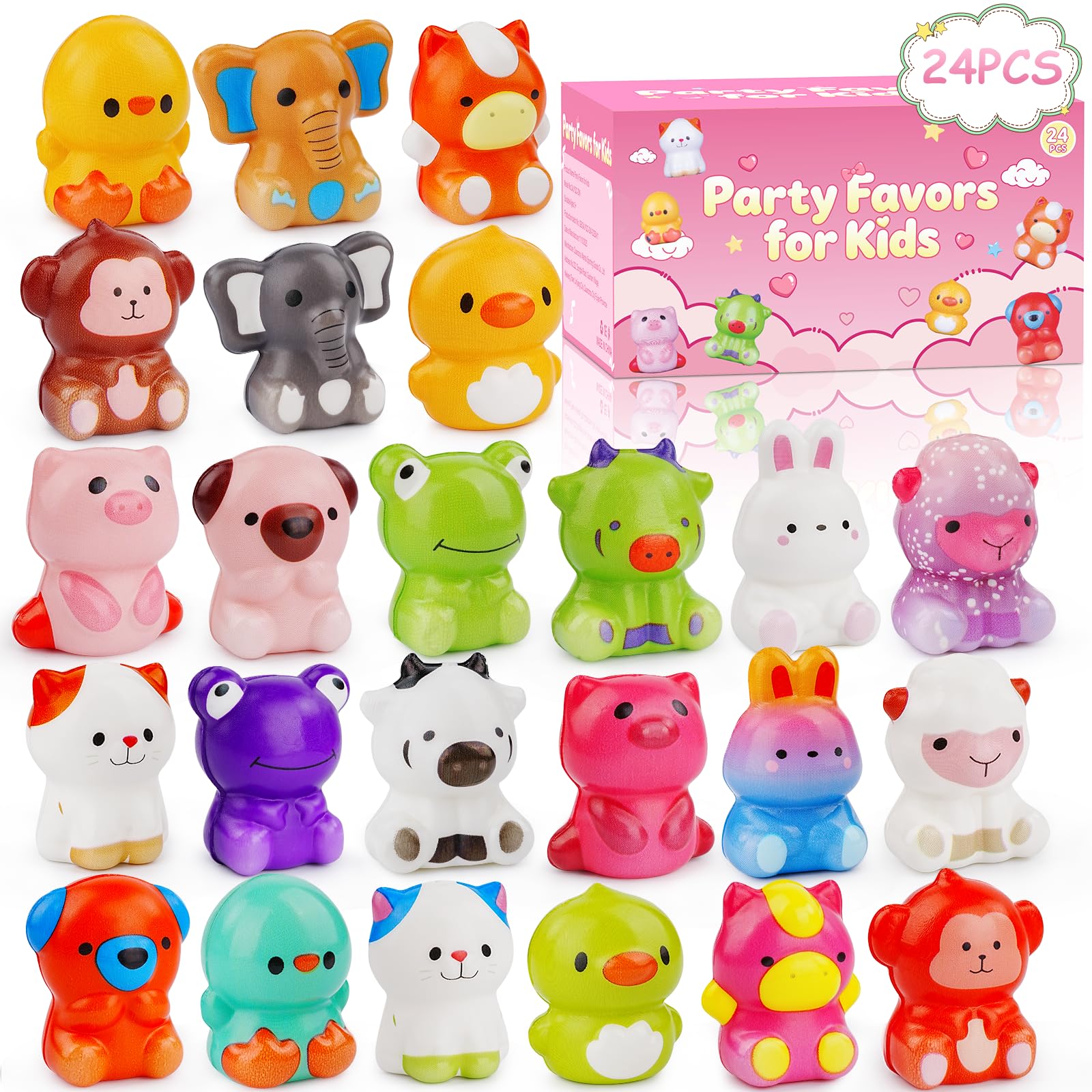 Easter Basket Stuffers, 24PCS Squishy Toys, Squishies for Kids, Easter Egg Fillers, Gifts for Easter Basket Stuffers Egg Fillers, Birthday Classroom Prizes, Goodie Bag Stuffers, Easter Gifts for Kids