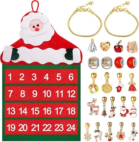 Amazon Co Jp クリスマス カウントダウン カレンダー Migavann クリスマスカレンダーアドベントクリスマス クラフトポケットサンタクロースアドベントカレンダーdiy 24日間のクリスマスイヤリングdiyブレスレット ホーム キッチン
