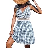 CUPSHE Women's Mini Dress V Neck Tropical Floral Beach Sleeveless Adjustable Straps Casual A Line Summer Vacation Dresses