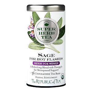 The Republic of Tea Organic Sage SuperHerb Tea For Hot Flashes, 36 Tea Bags