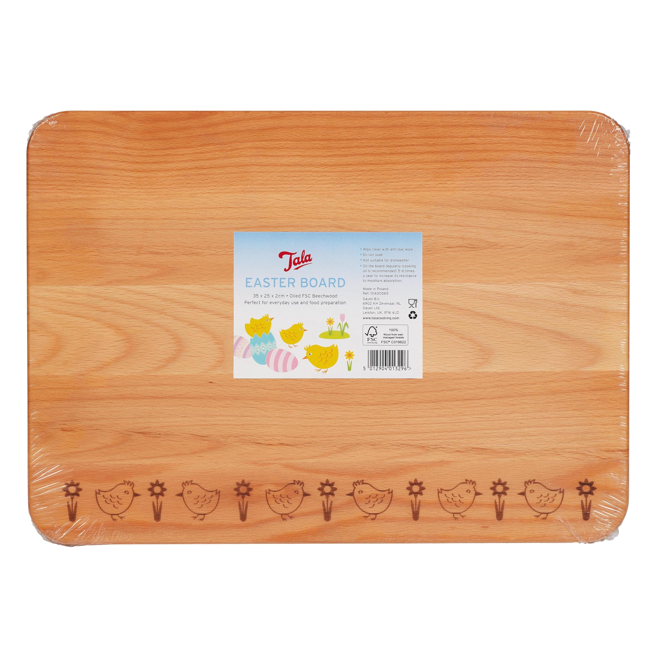 Tala Easter Beechwood Chopping Board, Oiled Beechwood Measuring 35cm x 25cm x 2cm, Wood