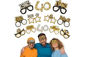 Turypaty 24Pcs 1985 40th Birthday Paper Glasses Decorations for Men Women - Black Gold Happy 40th Birthday Paper Eyeglasses Photo Props, Vintage 1985 Forty Years Old Birthday Party Supplies