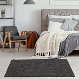 THE RUGS Living Room Shaggy Rug 60x110 cm Dark Grey 30 mm Thick 100% view 3