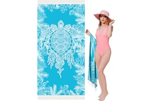 Vikumond Oversized Turkish Beach Towel Blanket XXL Cotton Sandproof Towels Boho Woven Extra Large Big Sand Free Giant Throw Blankets Huge Quilt XL Picnic Camping Necessities Cloud for Adult Gifts