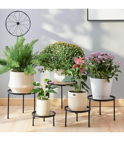 Support D'angle Pour Plantes D'intérieur - 2 étages En Métal Noir, Design épuré Pour Salon Et Chambre - 3