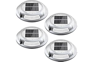 NIBUUECER Solar Driveway Lights Deck Dock Lights Solar Powered 2-Color Mode Waterproof Outdoor Step Light Road Markers for Driveway Step Sidewalk Stair Garden Ground Pathway Yard(Cool White/Warm White)4Pack