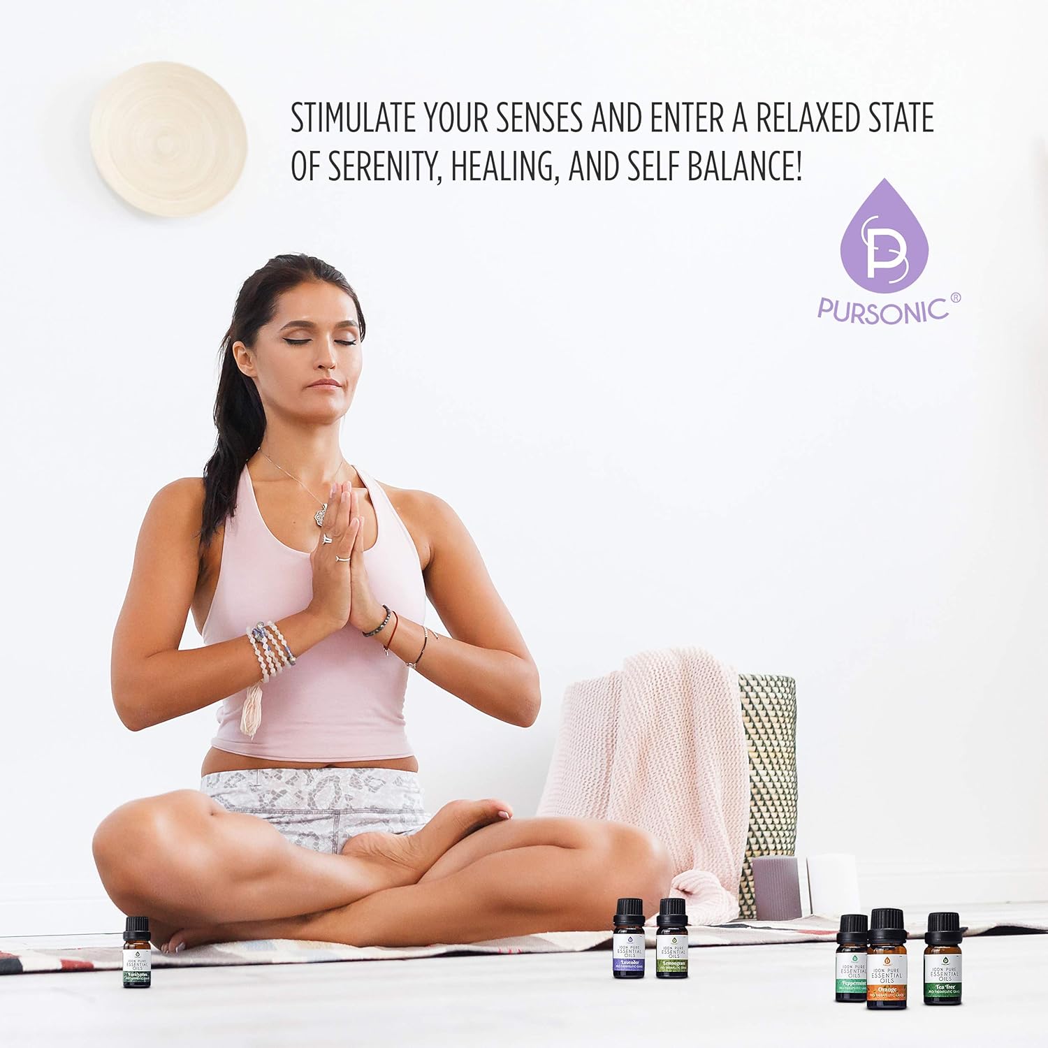Pursonic 100% Pure Essential Aromatherapy Oils Gift Set-6 Pack , 10ML(Eucalyptus, Lavender, Lemon grass, Orange, Peppermint, Tea Tree): Home & Kitchen