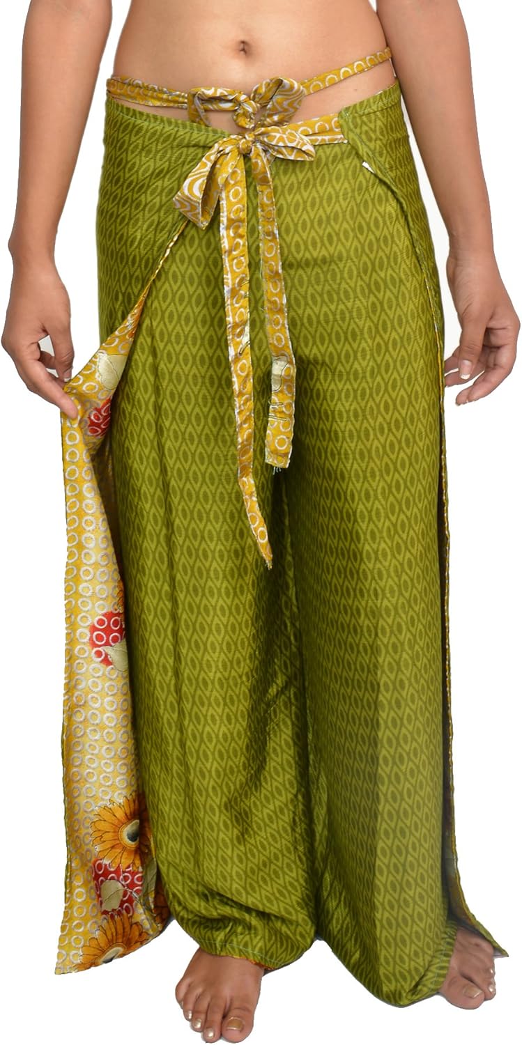 Wevez Pack of 3 Bohemian Hippie Gypsy Print Casual Wrap Pants: Clothing