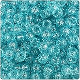BeadTin Light Turquoise Sparkle 9mm Barrel Pony Beads (500pcs)