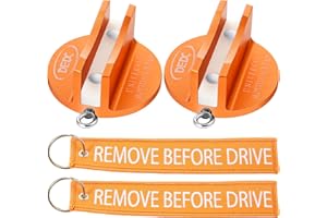 DEDC Universal Aluminum Grooved Magnetic Jack Pad 2 Pcs, Jacking Puck Pinch Weld Frame Rail Adapter with 2 Reminder Streamers