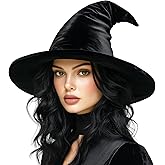 gagift world Witch Hat, 16IN Velvet Wizard Hat for Adults and Teens Novelty Cosplay Accessories for Halloween Costume Party Christmas Masquerade Carnivals