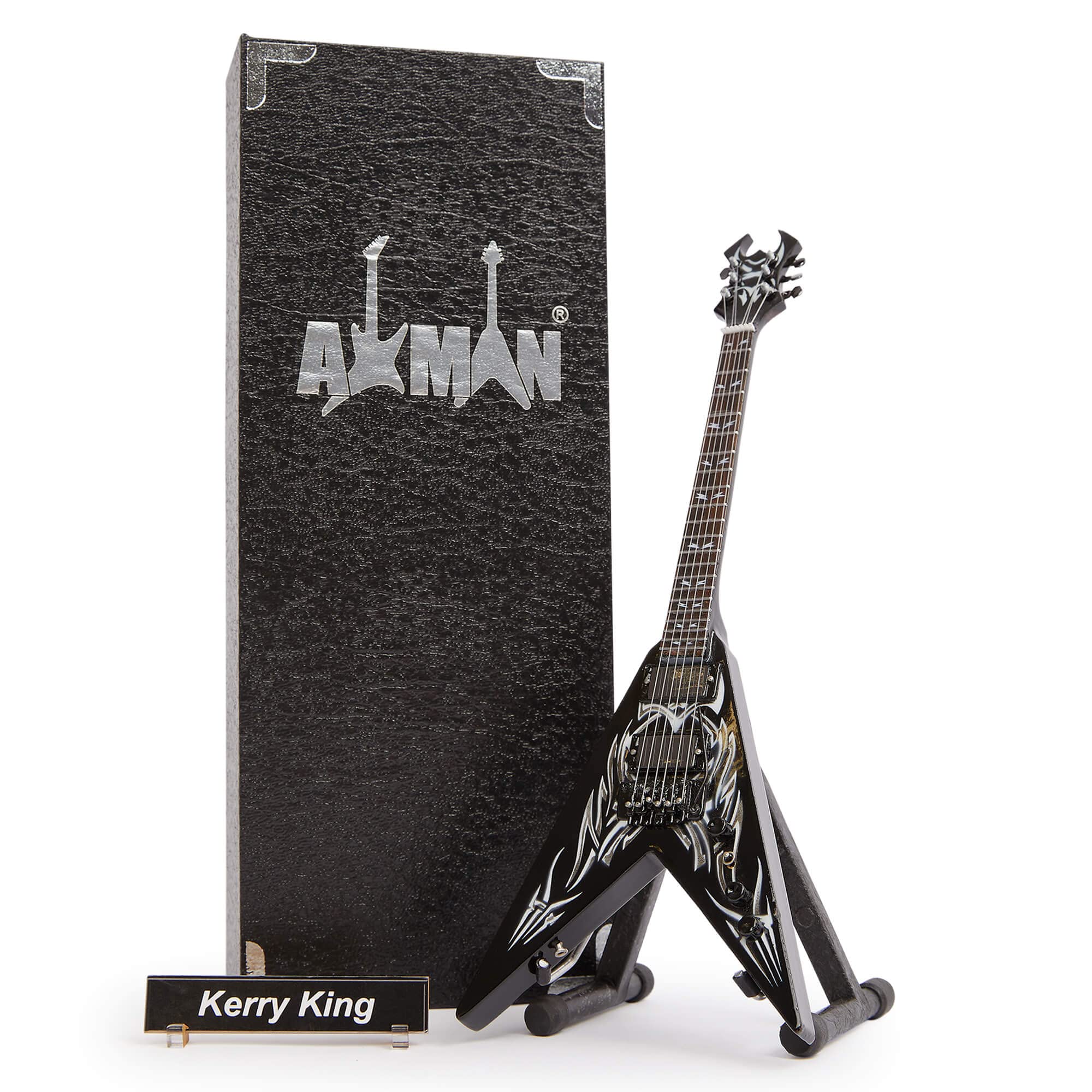 Kerry King - Miniature Guitar Replica - Music Gifts - Handmade Ornamental 1/4 Scale - Includes a Display Box, Name Tag and Miniature Guitar Stand