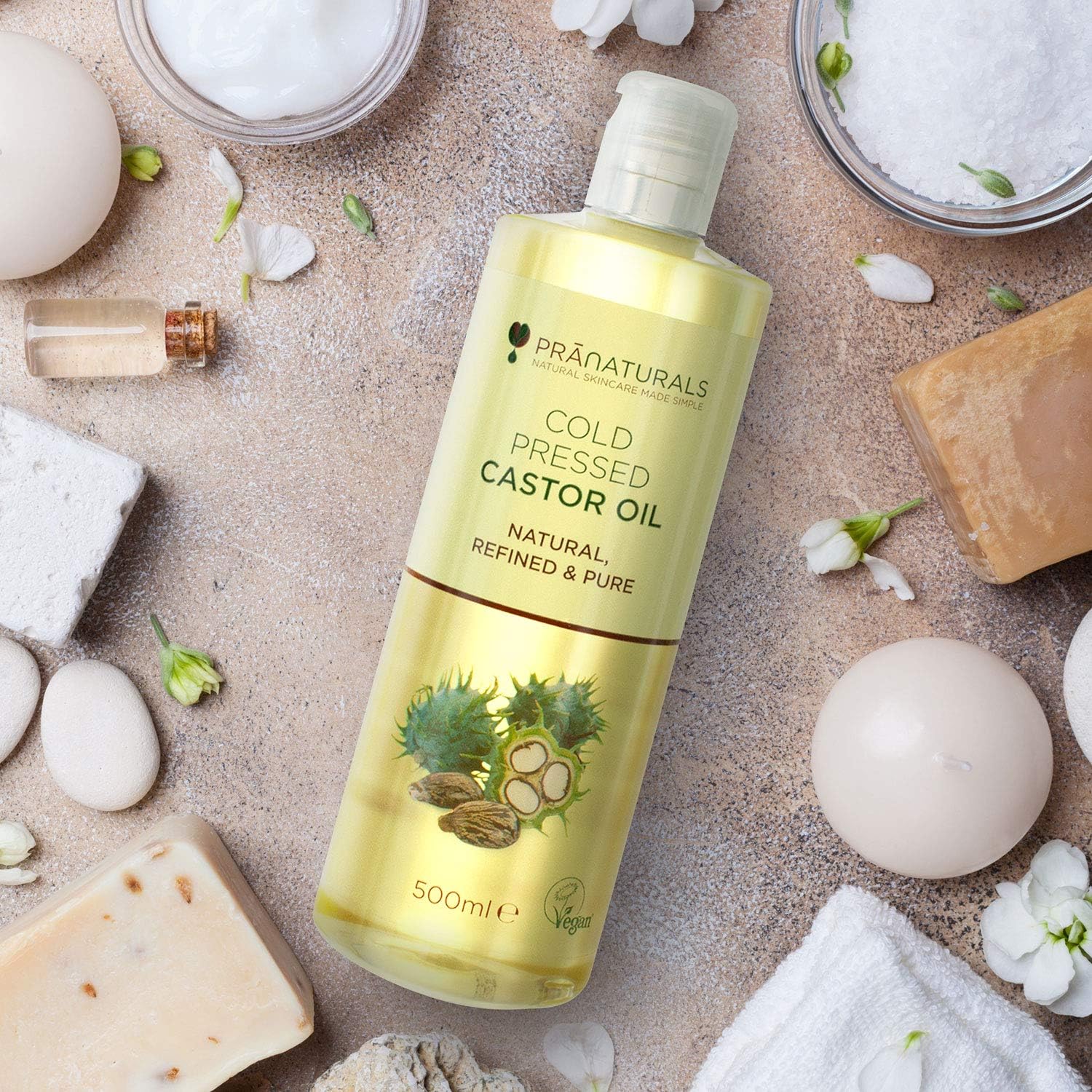 PraNaturals Cold Pressed Castor Oil 500ml, 100% Natural, Vegan & Pure, for Hair Eyebrows & Eyelash Growth, Softer Skin & Face - Image 5
