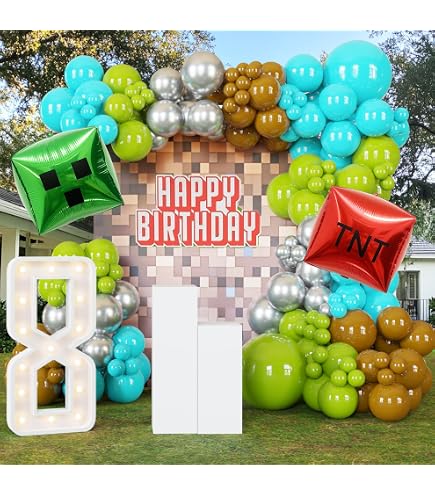 Ballon Chiffre Géant Vert Pixelisé 101 Cm - Pour Décoration De Fête D'anniversaire - 4
