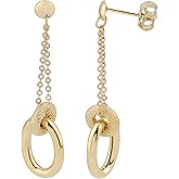 Kooljewelry 10k Yellow Gold Doughnut and Oval Dangle Earrings