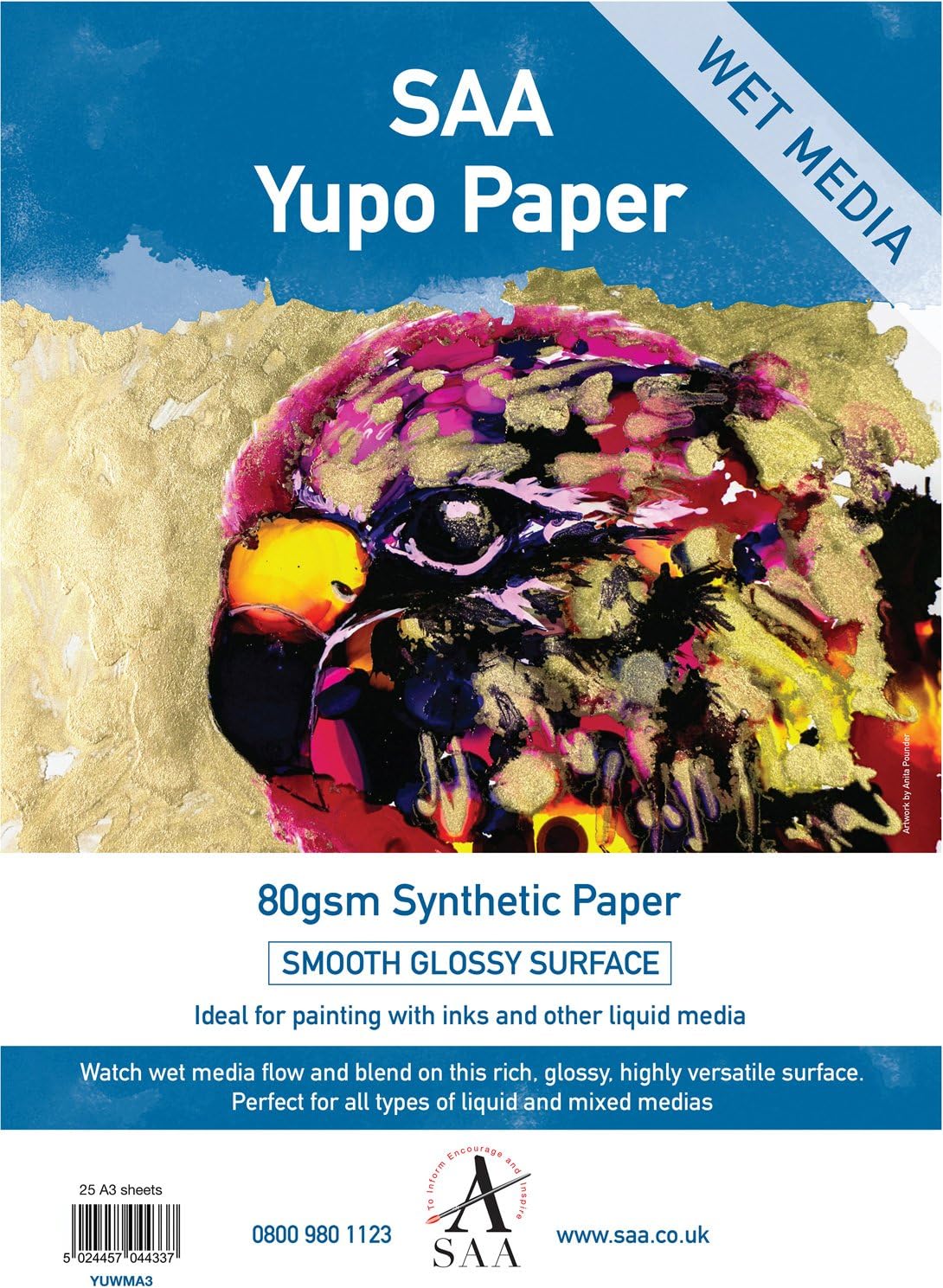 Yupo Wet Media Painting Paper 25 loose sheets A3 80gsm 420 x 290mm