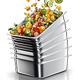 WantJoin Steam Table Hotel Pans 1/2 Half Size 4 Inch Deep 6 Pack, Stainless Steel Metal Tray Sets Food Storage Container for Restaurant Chafing Dishes Commercial Buffet Warmer Catering Supplies