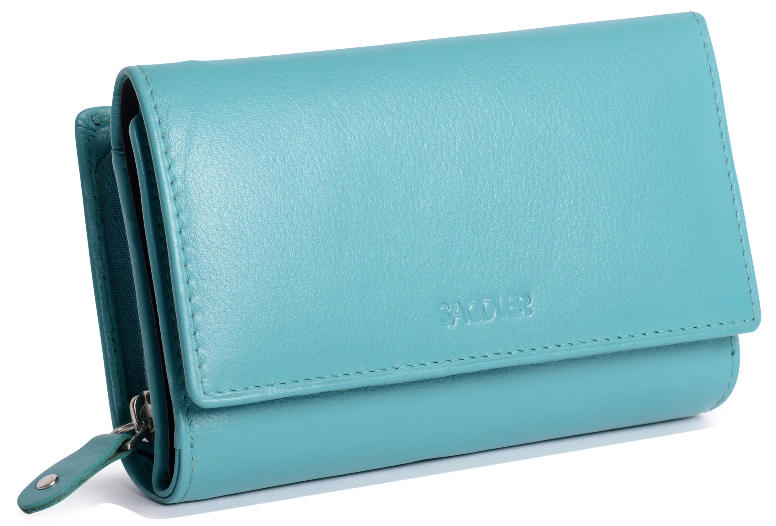 SADDLER Women’s Medium Size Trifold Leather Purse Wallet – RFID Protected, Holds up to 10 Cards, Coin and Note Sections - Gift Boxed