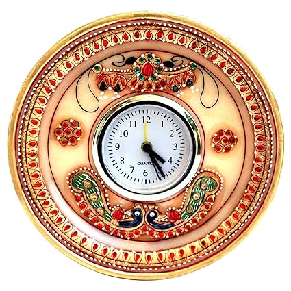 MULTI COLORED KUNDAN WORK CLOCK IN MARBLE