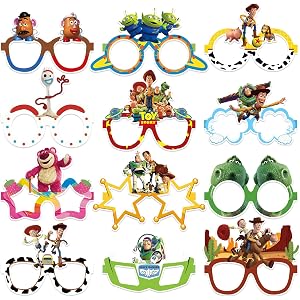 12 Pcs Toy Movie Story Party Decorations, Cartoon Role-Playing Photography Party Glasses, Perfect for Birthday Parties, Theme